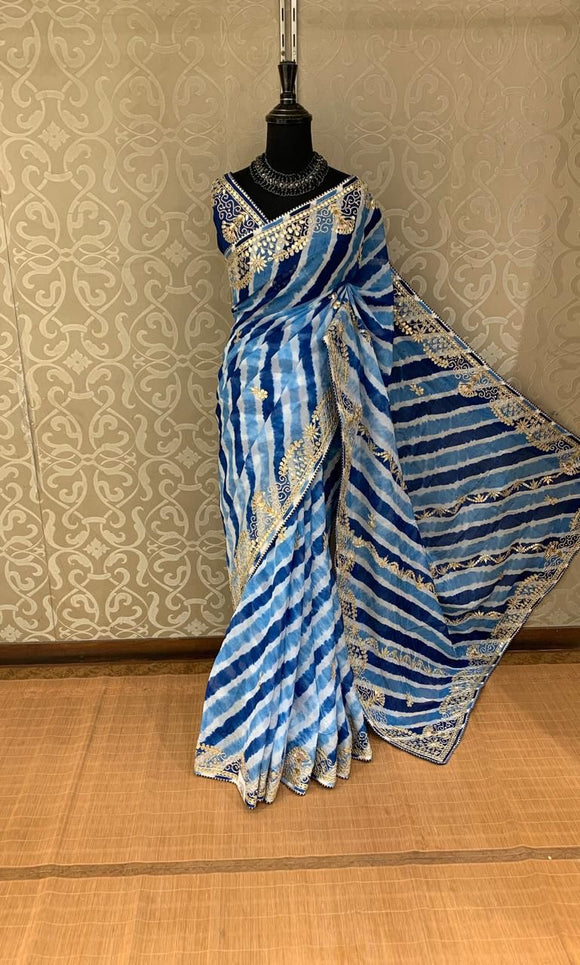 Blue lehariya saree gottapatti saree Indian sarees