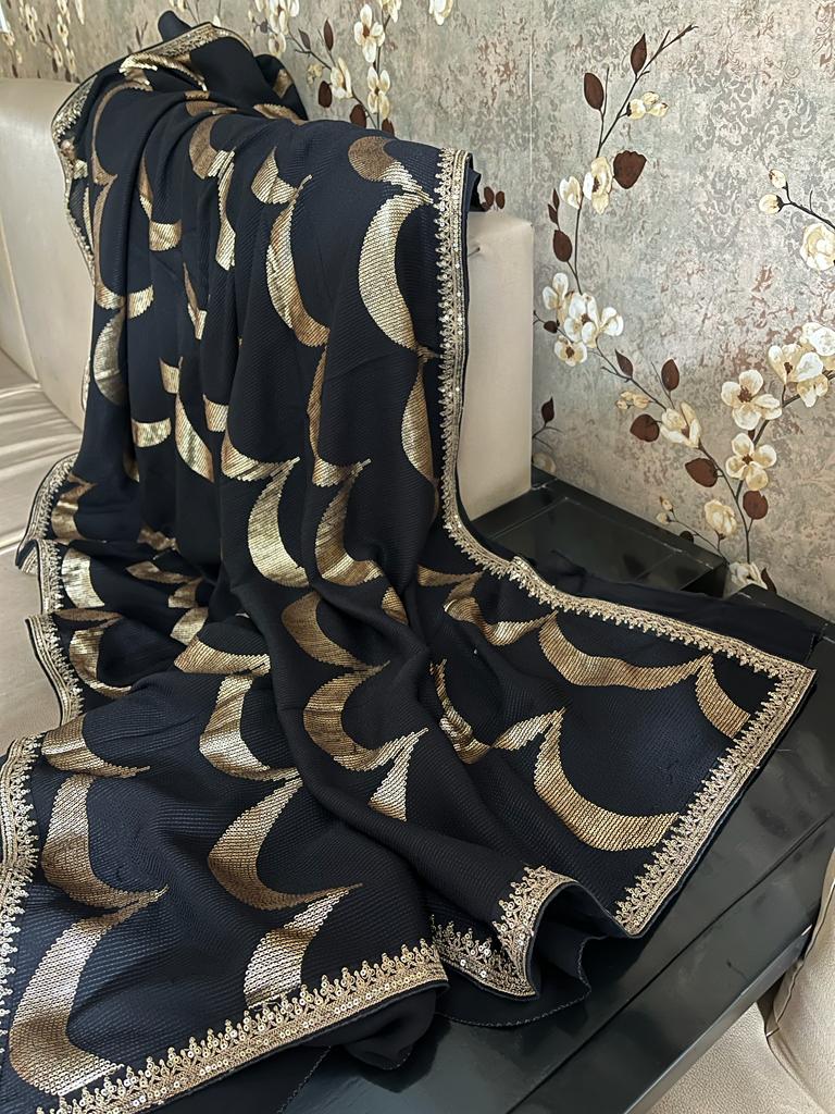 Guvisha Gorgette sequence saree partywear sari - Saffronfashionindia