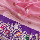 Pink Kora Handwoven Kadwa Zari saree Indian Sarees