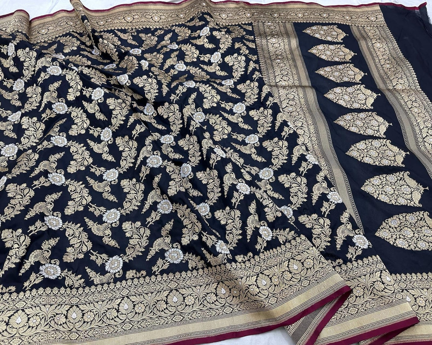 Black hot exclusive Katan kadwa sarees - Saffronfashionindia