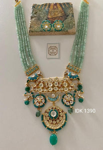 Kundan long Necklace Set Green Necklace