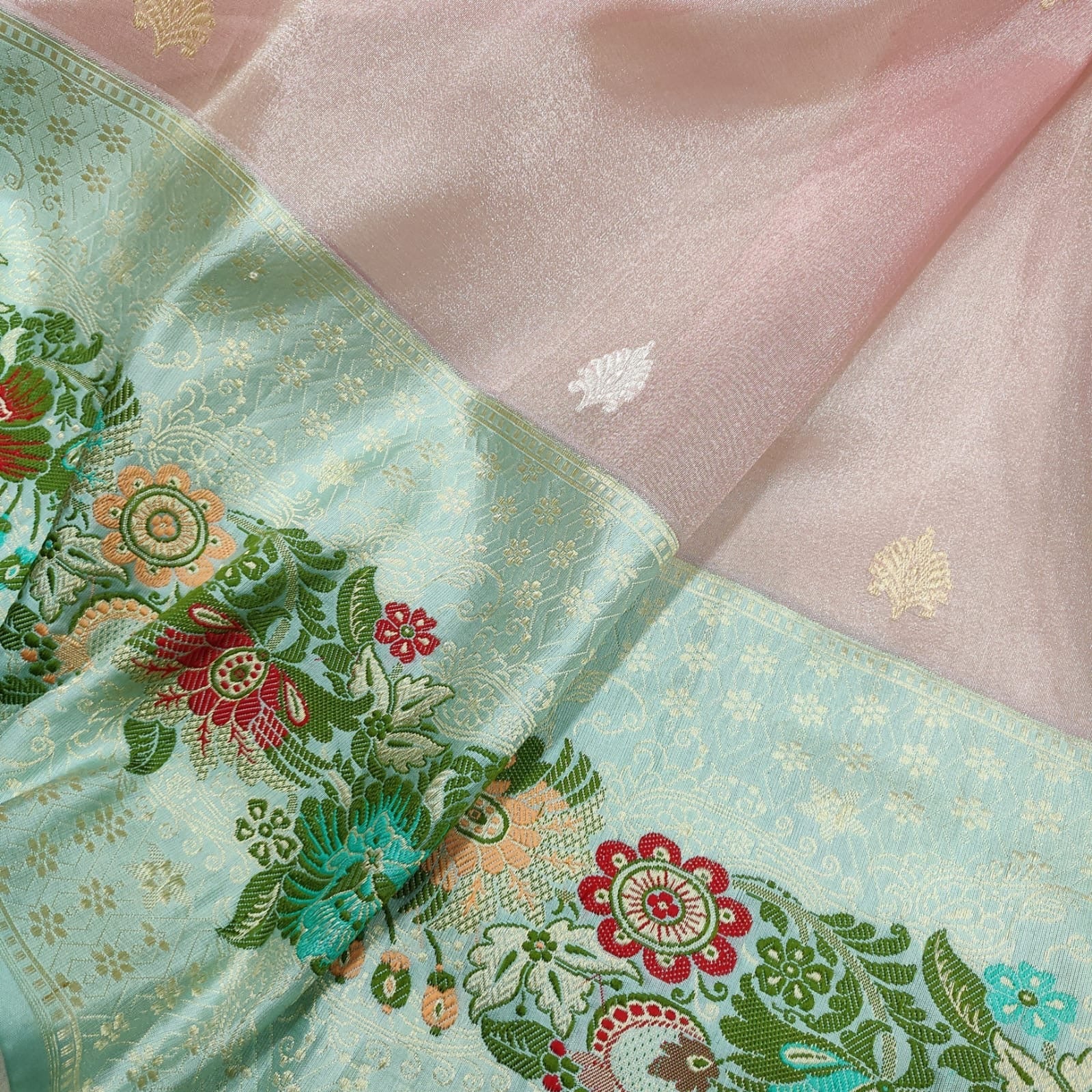 Moria handwoven saree tissue saree Indian sari blouse Saffronfashionindia