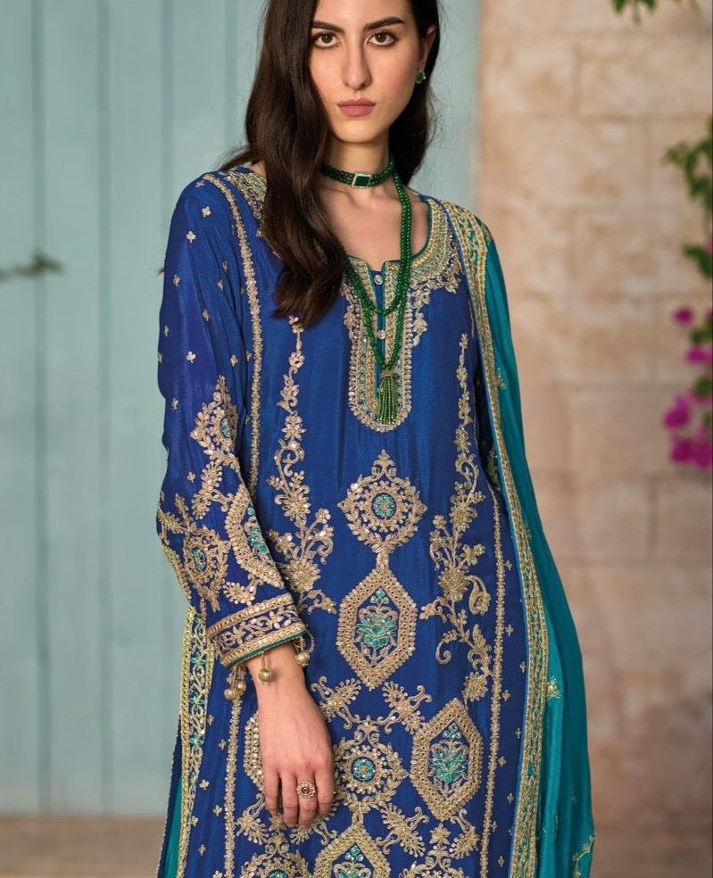 Readymade dress Chinon Embroidery Partywear Pakistani Indian women dresses - Saffronfashionindia