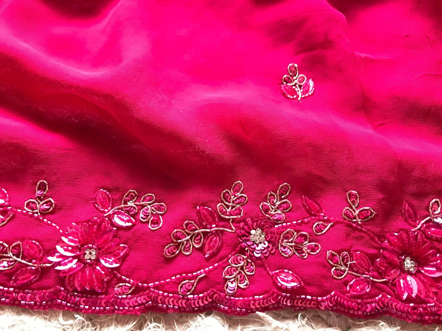 Rani premium pink Gorgette beautiful trendy Partywear Sarees - Saffronfashionindia