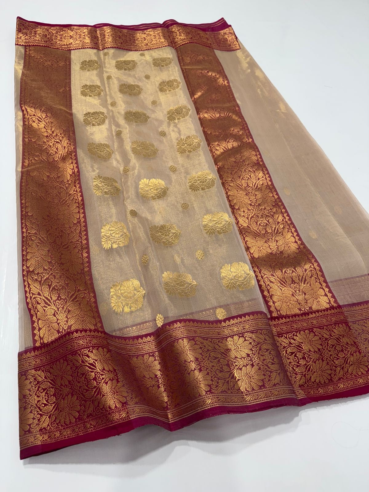 Luxury Chanderi Karan silk saree Indian sarees blouse - Saffronfashionindia