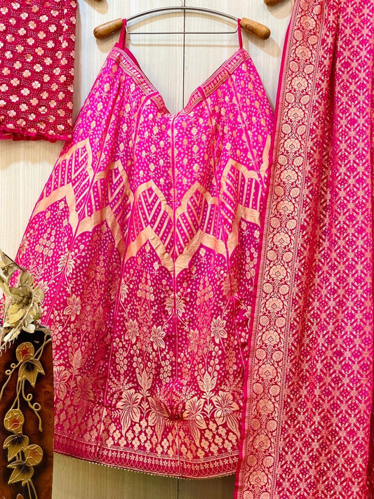 Vamia Banarsi  Bandhani Lehanga choli traditional Lehanga - Saffronfashionindia