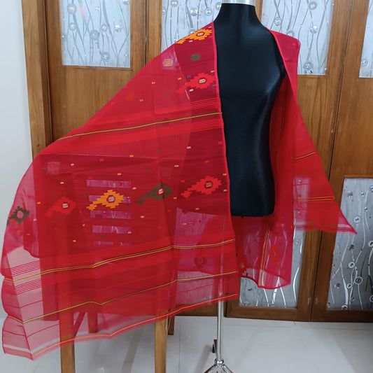 Silk Jamdani Indian heritage dupatta - Saffronfashionindia
