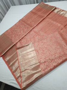 Peach Kanjeevaram silk saree Indian silk saree blouse