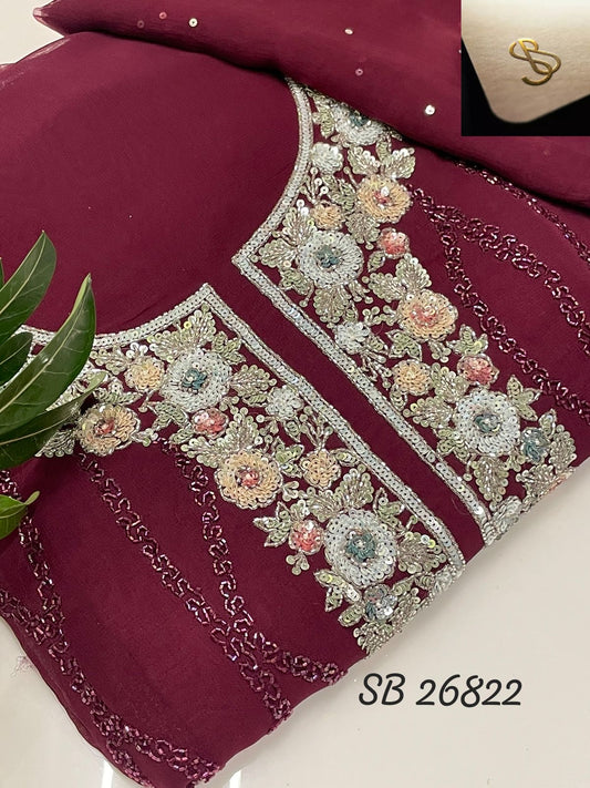 Ariba cutdana gorgette Indian Pakistani Salwar suit - Saffronfashionindia