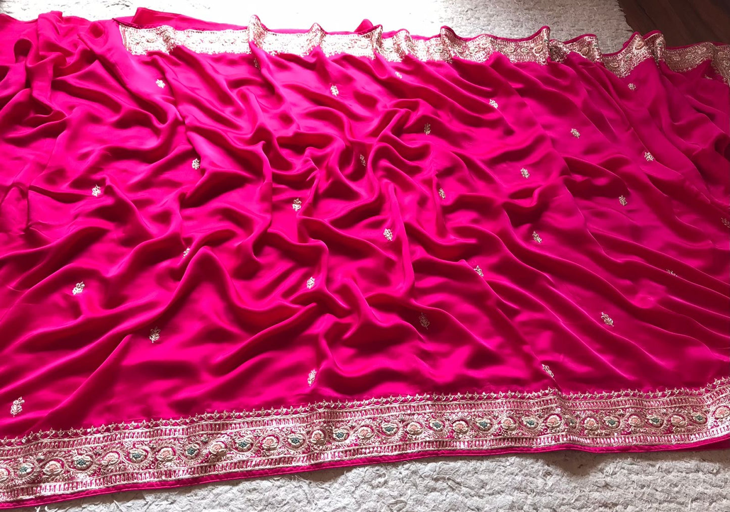 Pink satin Preety saree beautiful saree - Saffronfashionindia