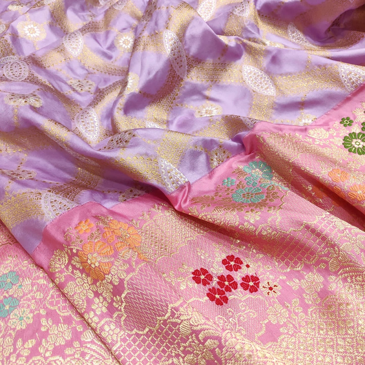 Lavender kora handwoven zari saree - Saffronfashionindia