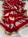 Striped Tissue Organza Saree Partywear Sari
