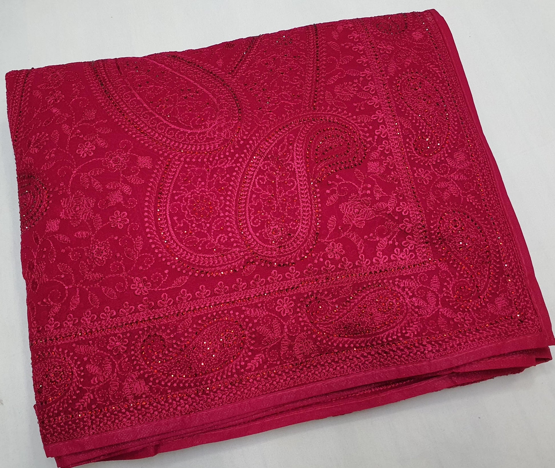 Paisley inspired Chikankari saree gorgette saree blouse - Saffronfashionindia