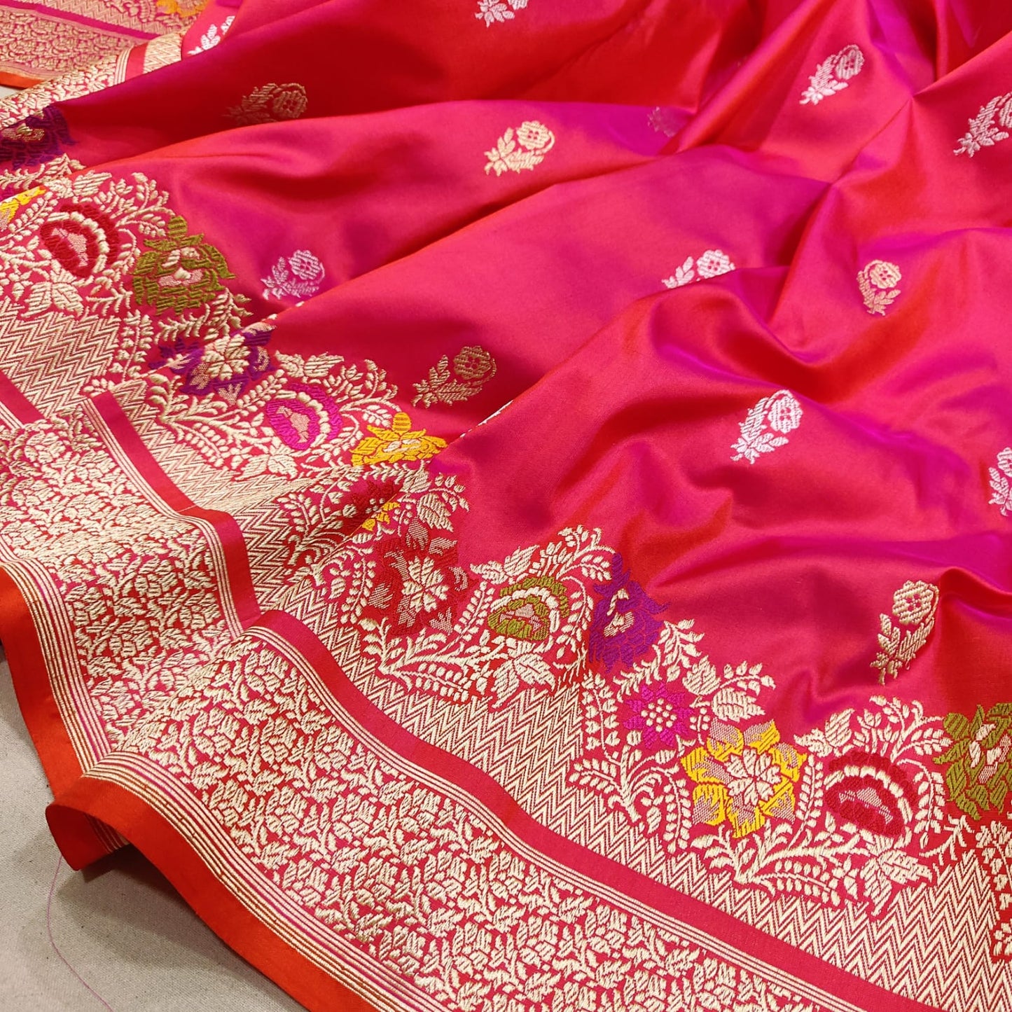 Pink Katan Handwoven Silk Saree - Saffronfashionindia