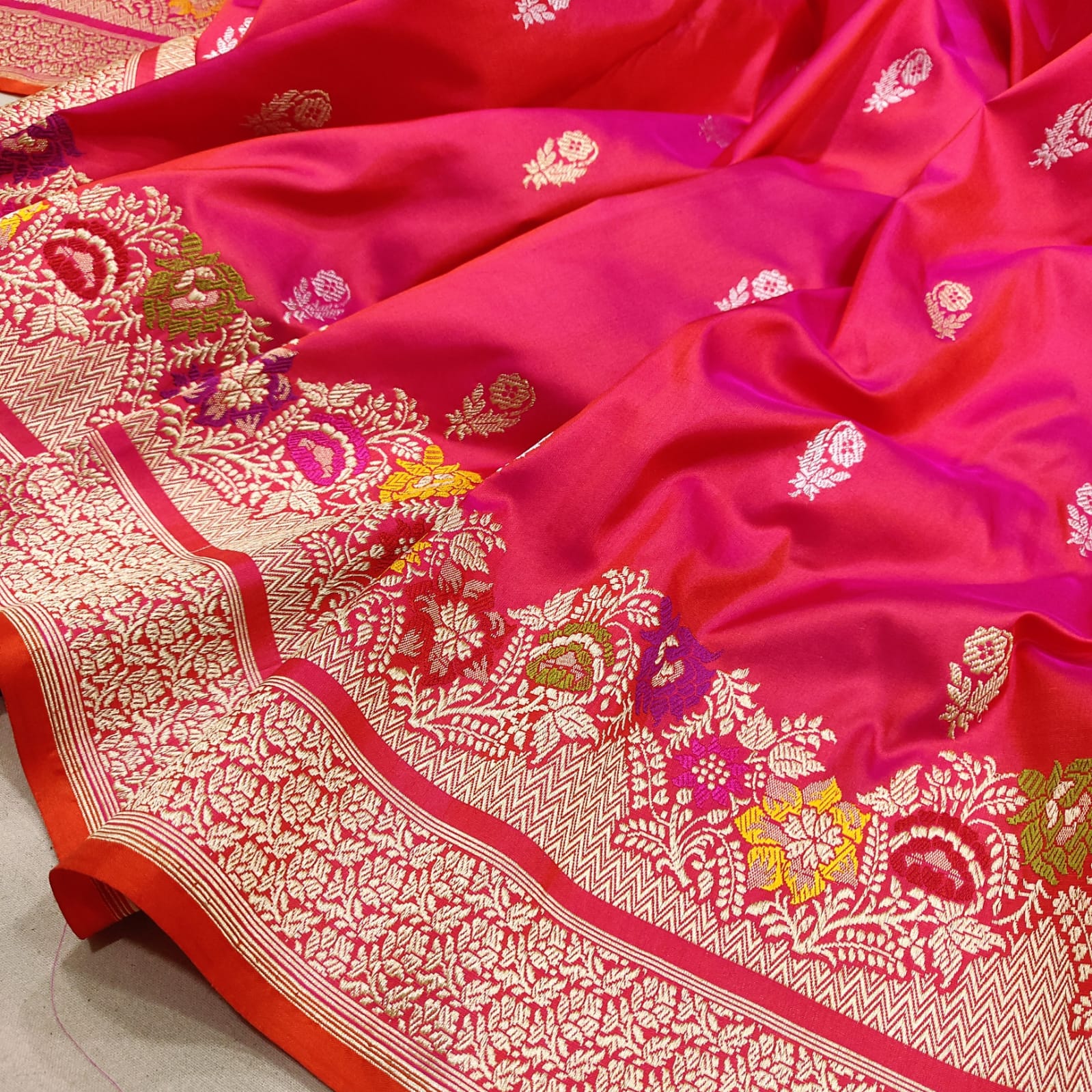 Pink Katan Handwoven Silk Saree - Saffronfashionindia