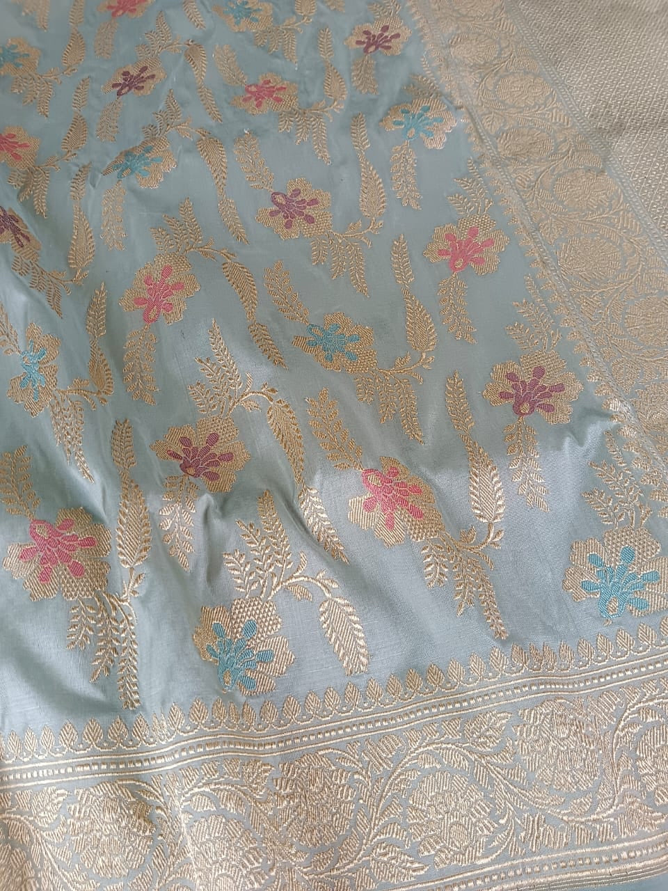 Blue premium bridal Katan silk saree - Saffronfashionindia