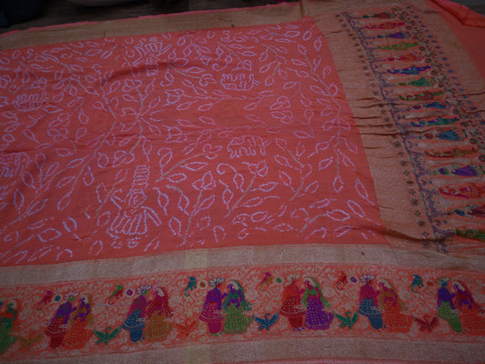 Sujata Khaddi Gorgette saree SaffronFashion