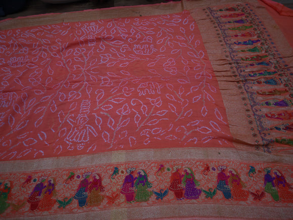 Sujata Khaddi Gorgette saree SaffronFashion