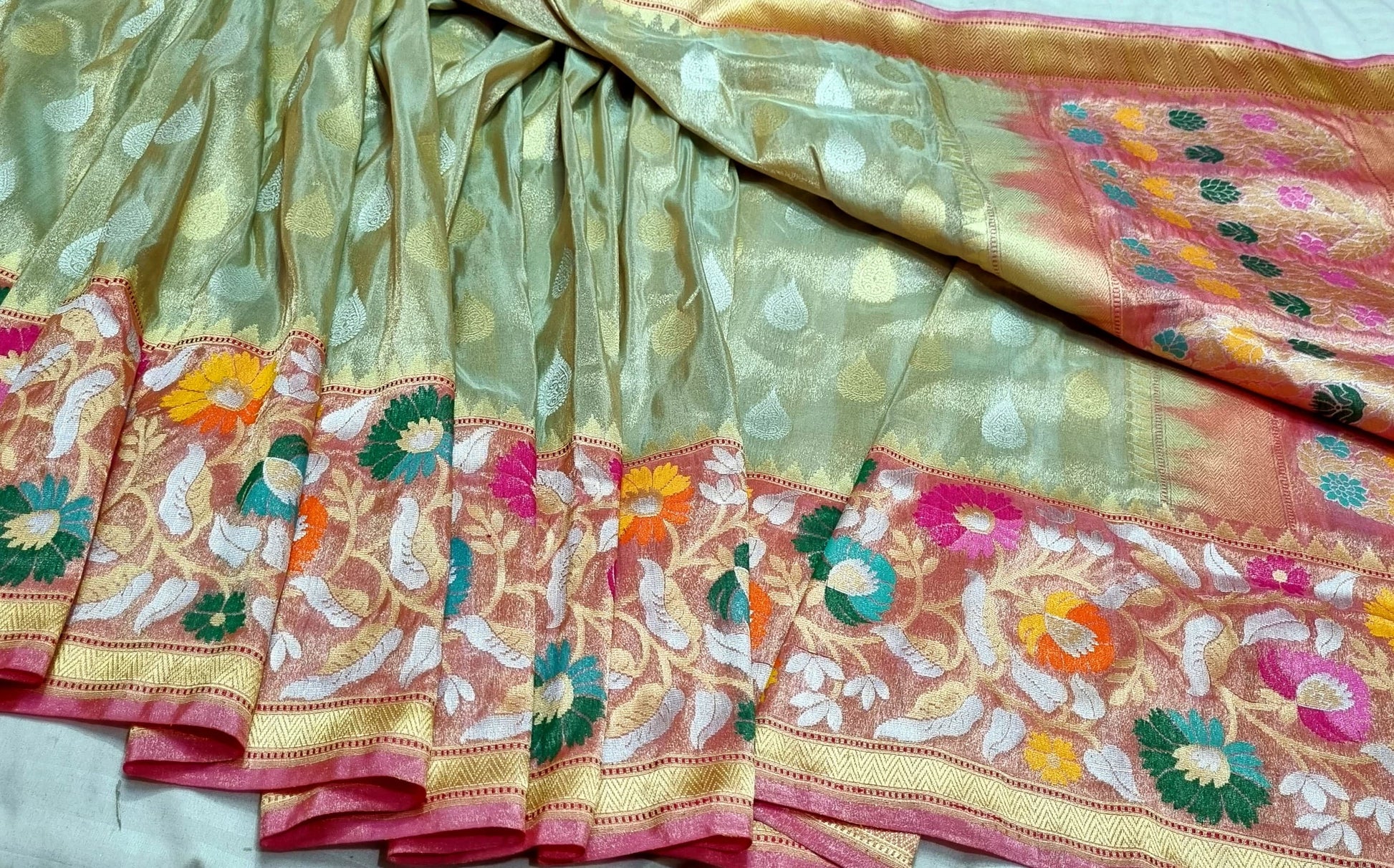 Yashodha handwoven banarsi tissue silk saree women saree - Saffronfashionindia