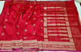 Red bridal Banarsi handwoven kadwa Katan sarees