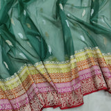 Green Kora handwoven Zari saree Indian sari