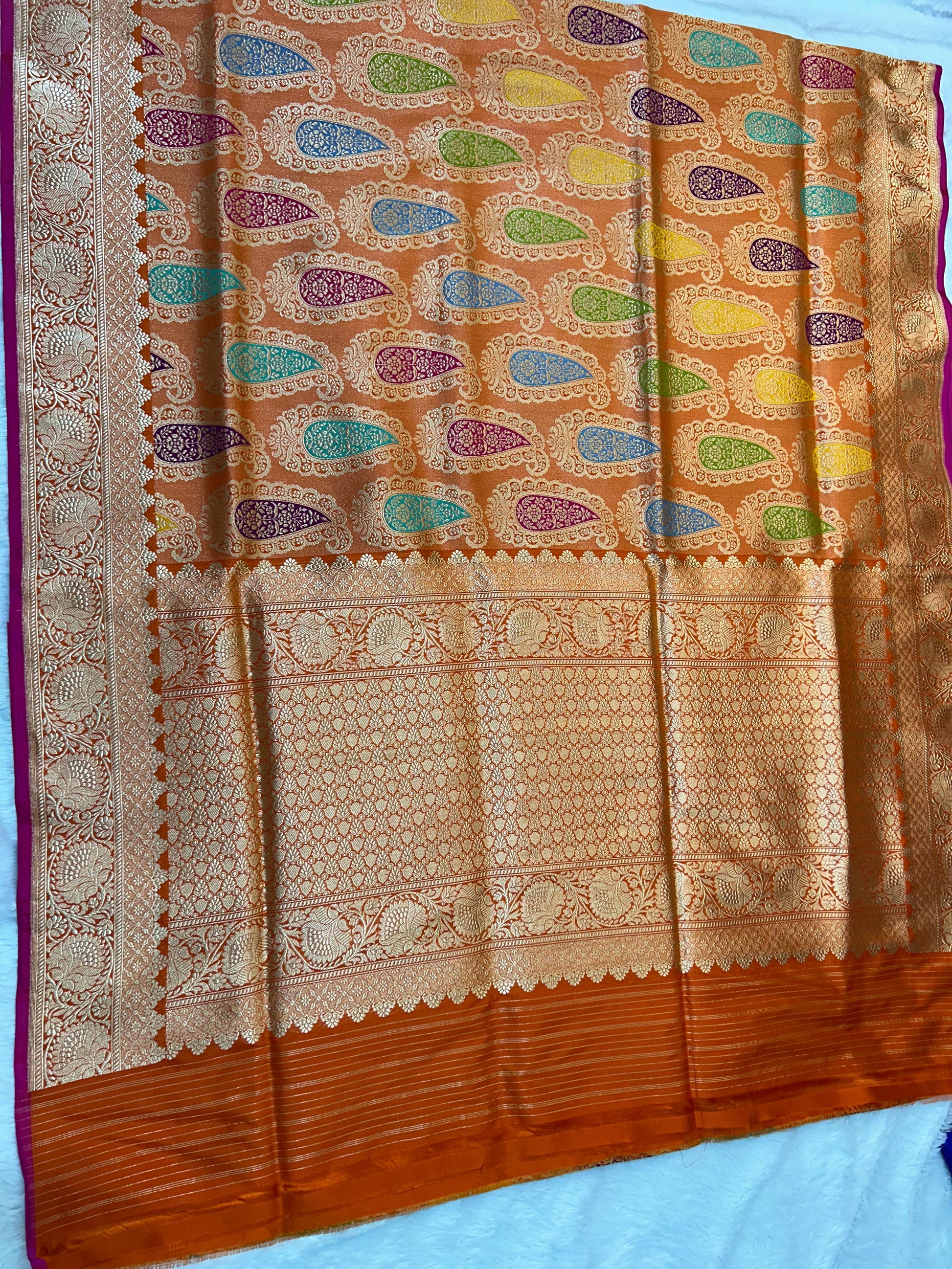 Exclusive ikatra saree khimkhab sarees blouse traditional Indian heritage sari blouse Saffronfashionindia