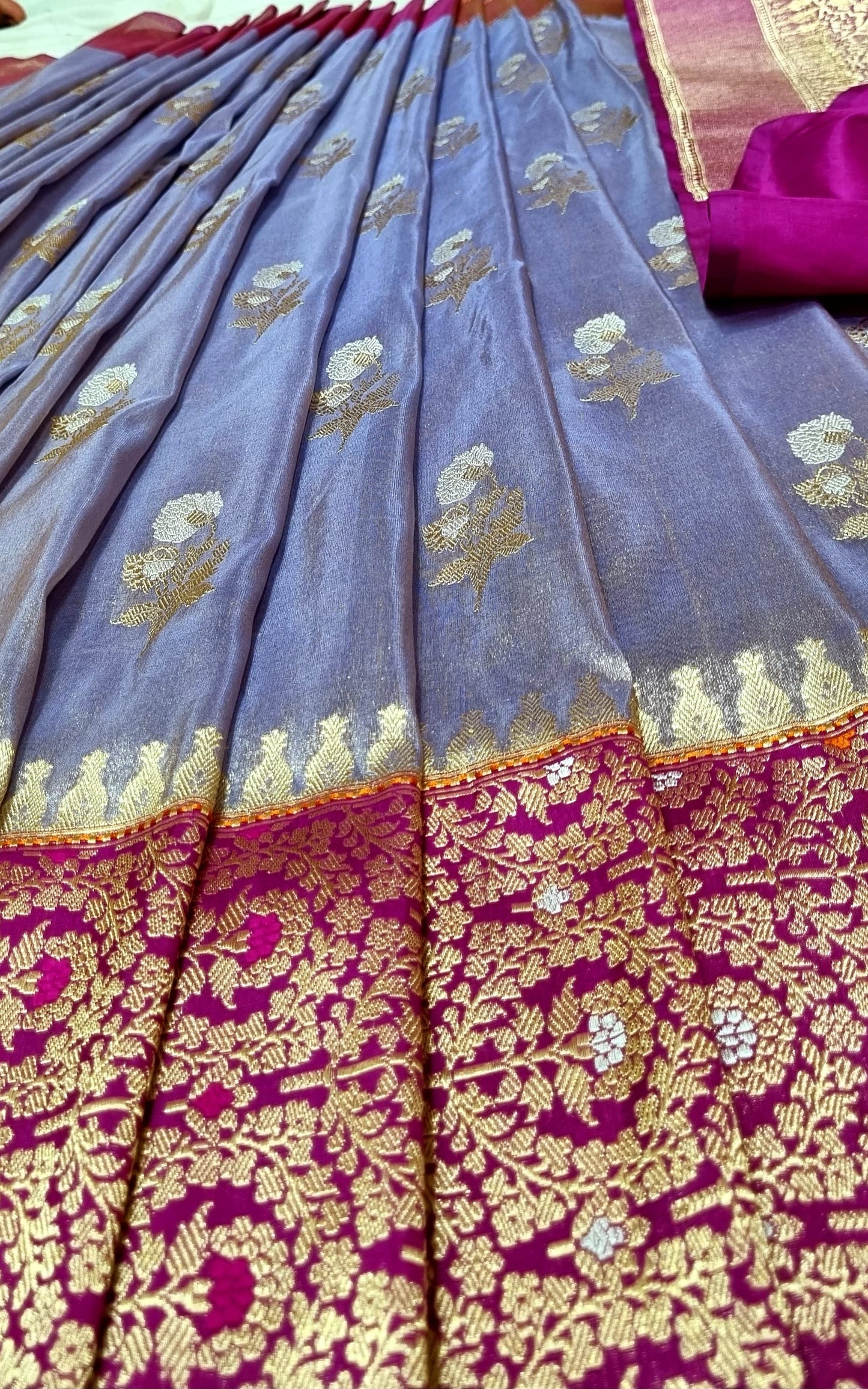 Ramzaan inspired pure banarsi handwoven tissue kadwa saree - Saffronfashionindia