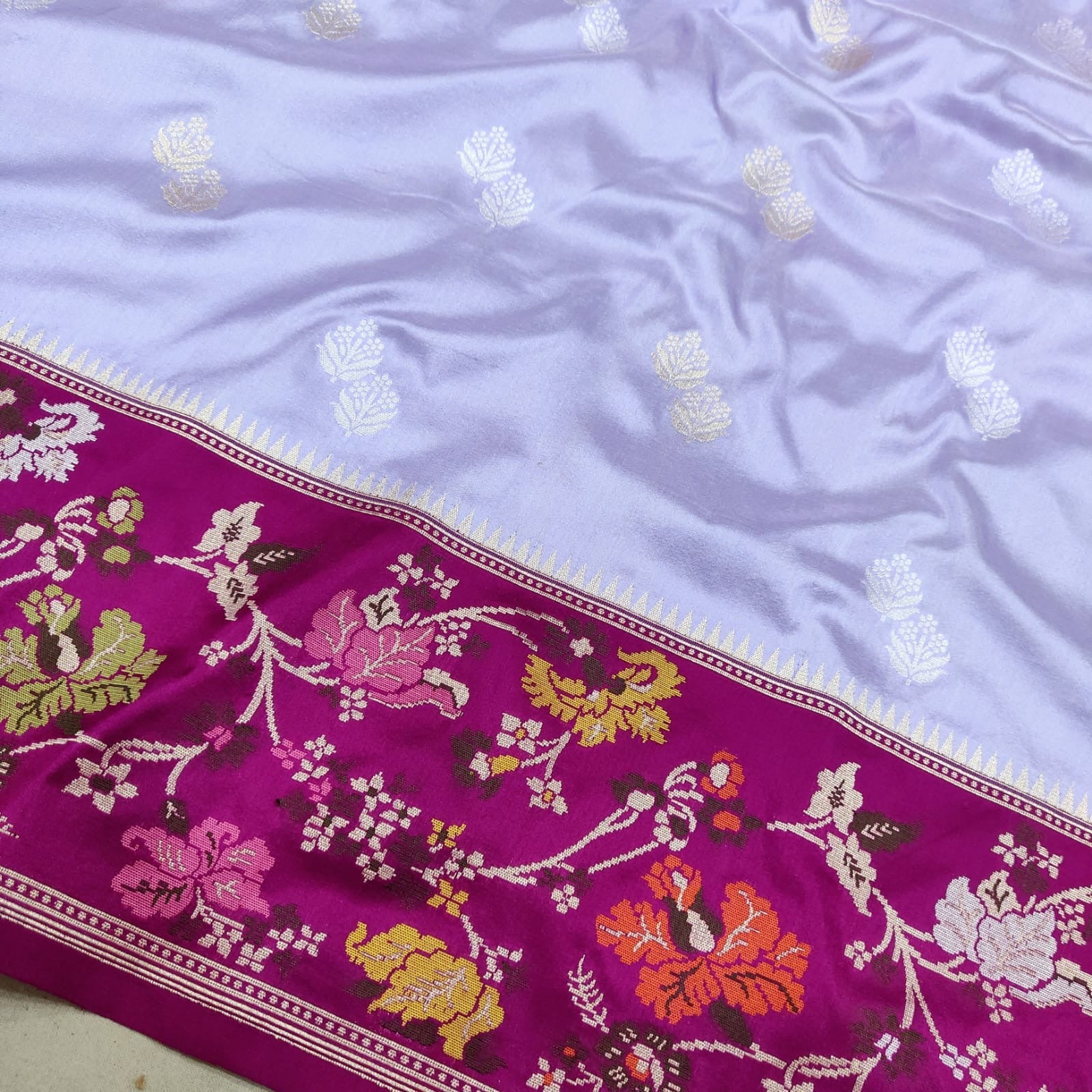 Purple katan silk saree handwoven sarees blouse Indian saree - Saffronfashionindia