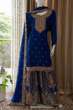 Royal Blue Pakistani sharara dress traditional wedding dress