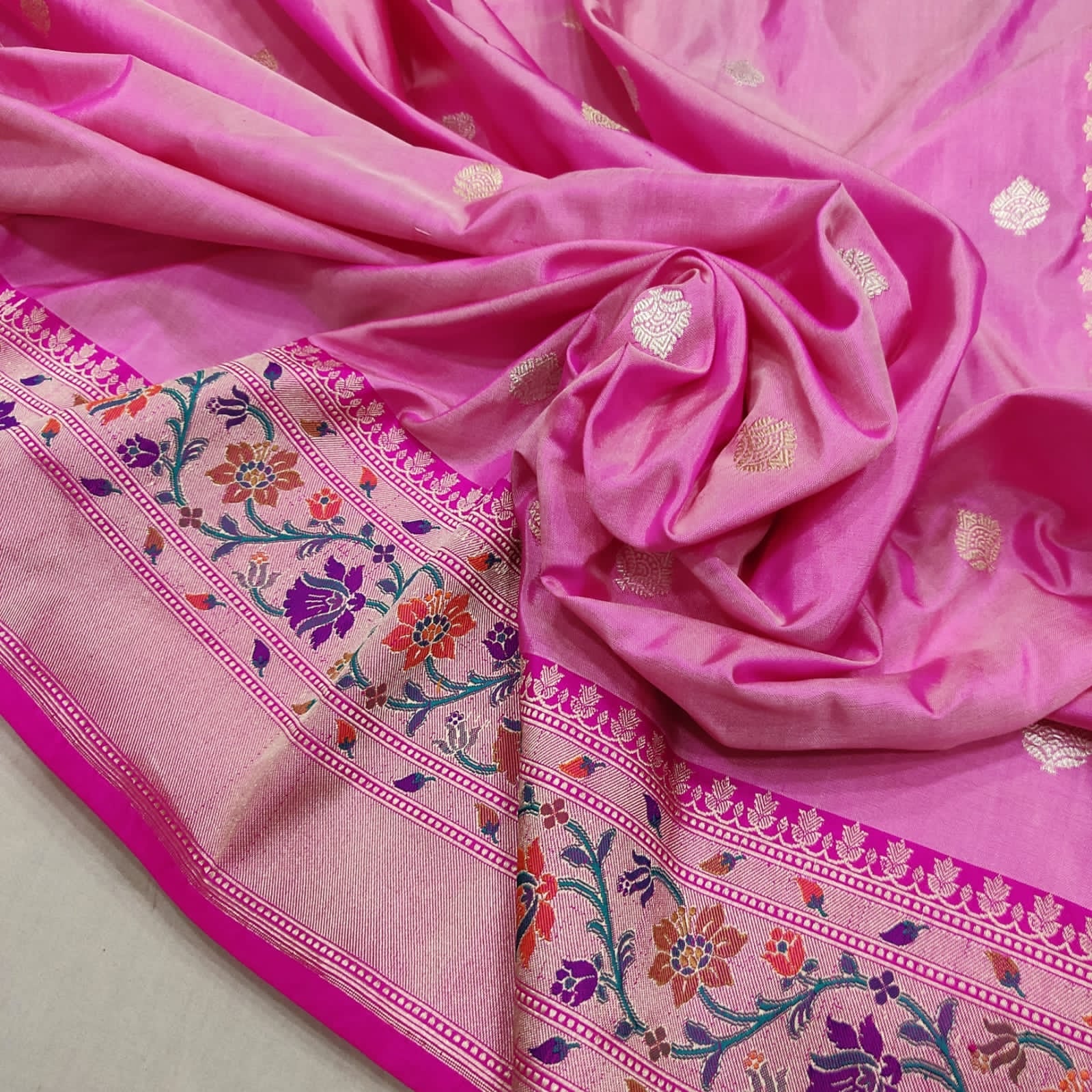 Paithani inspired Katan silk handwoven saree - Saffronfashionindia