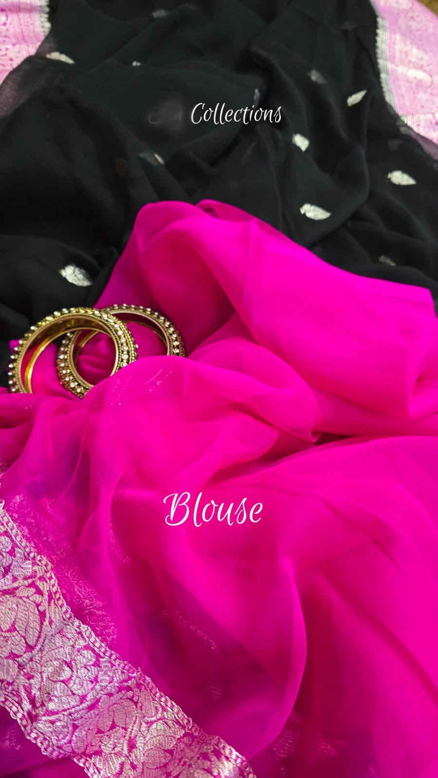 Black banarsi chiffon saree kaduwa saree Indian sari blouse SaffronFashion