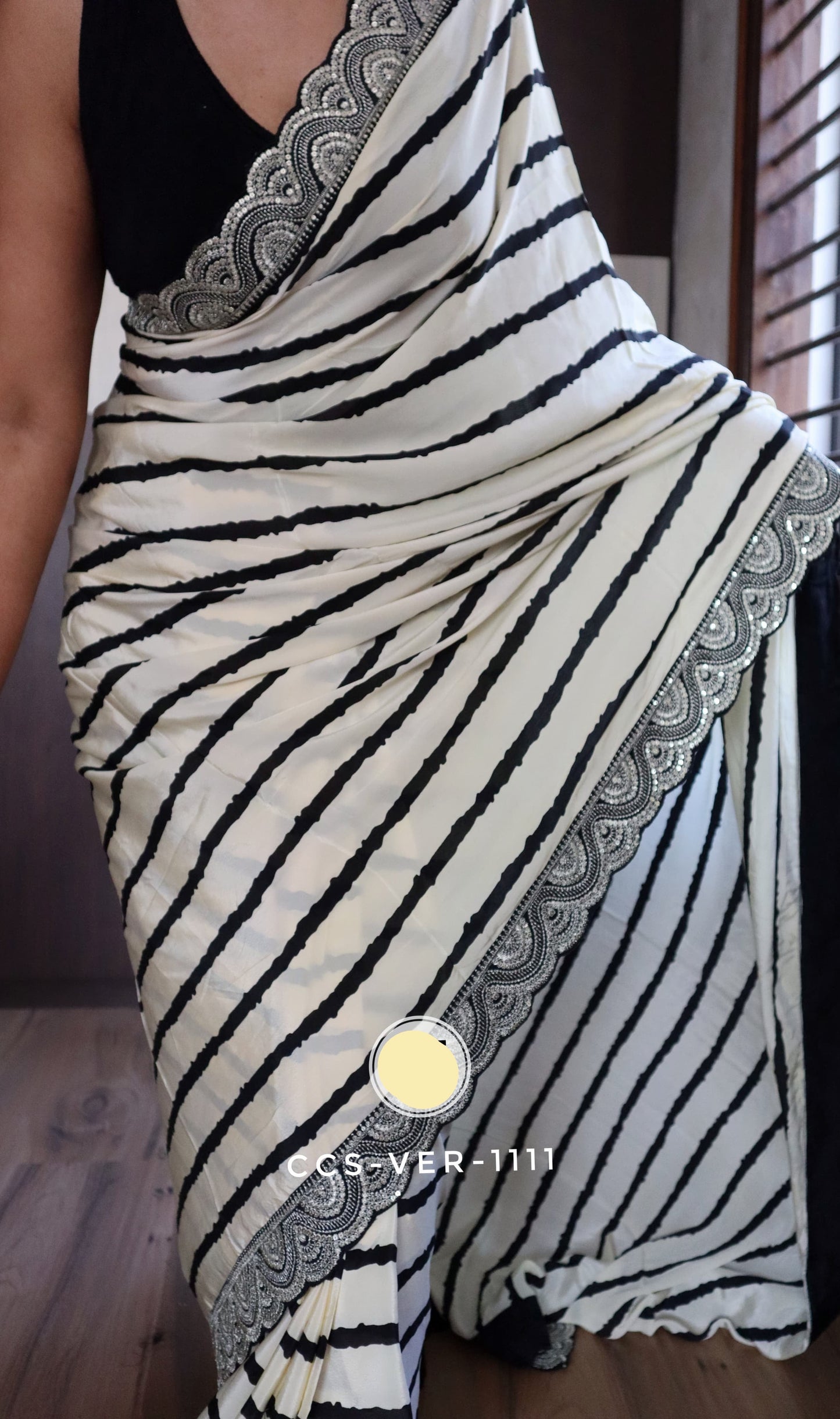 Zebra printed saree party wear sareees Saffronfashionindia