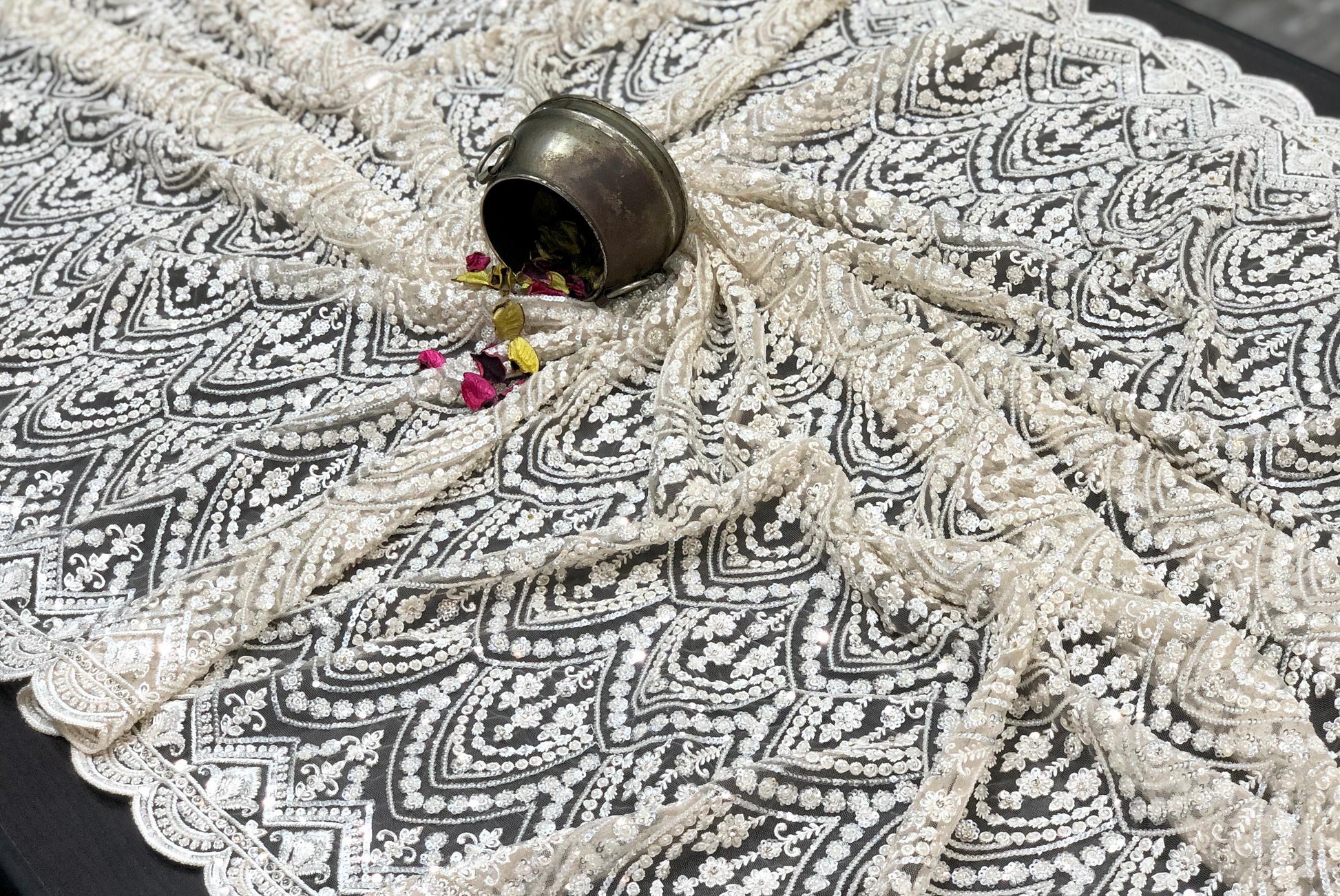 Royal white saree designer saree Indian wedding sarees blouse SaffronFashion