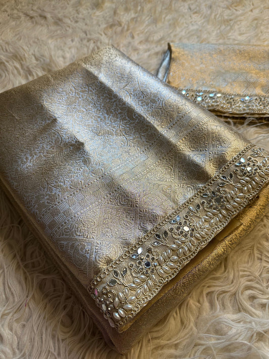 Malvika saree Kanjeevaram silk zari saree blouse SaffronFashion