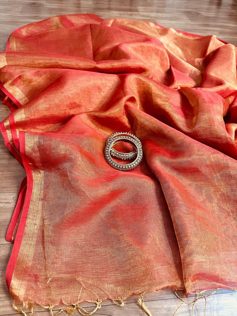 Limiha dual toned Saree Linen Sarees - Saffronfashionindia