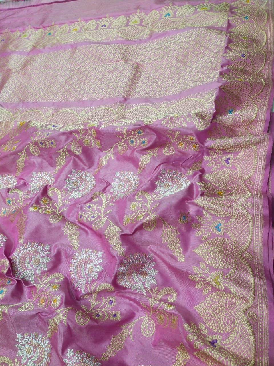 Pink banarsi premium bridal saree - Saffronfashionindia