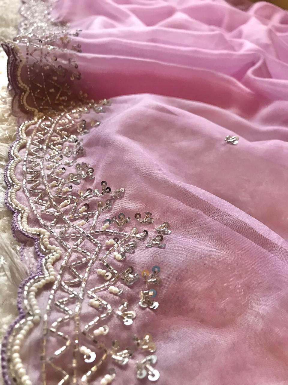 Lilac organza saree for Partywear sarees Saffronfashionindia