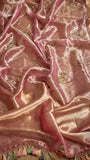 Pink Banarsi organza tissue silk sarees