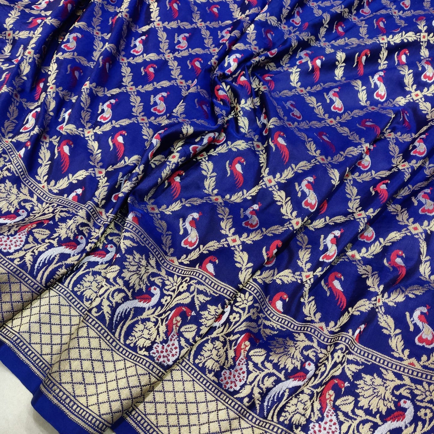 Royal Blue Katan Silk Handwoven Sarees - Saffronfashionindia