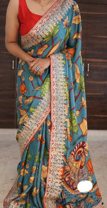 Kalamkari Gajji silk saree gottapatti saree