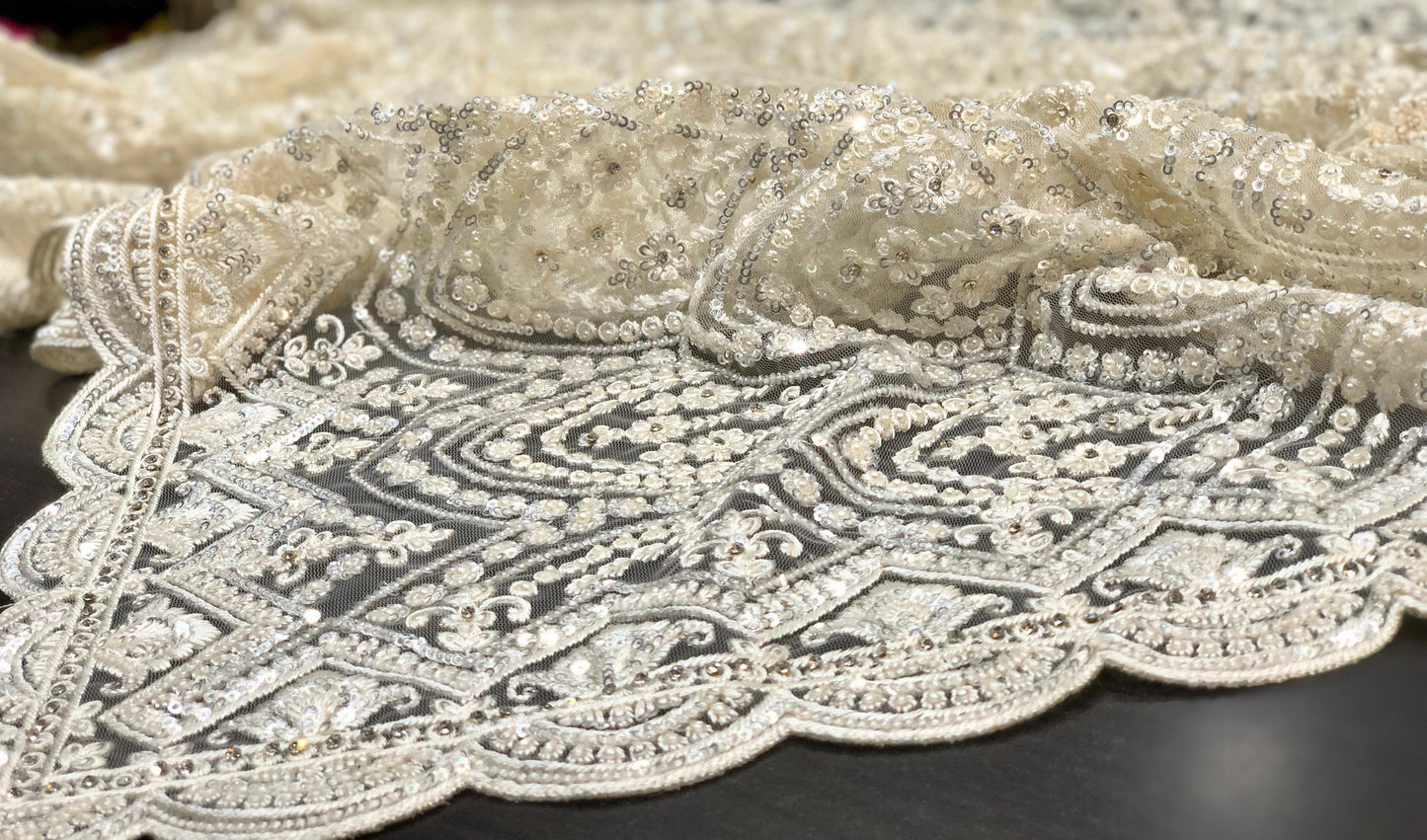 Royal white saree designer saree Indian wedding sarees blouse SaffronFashion