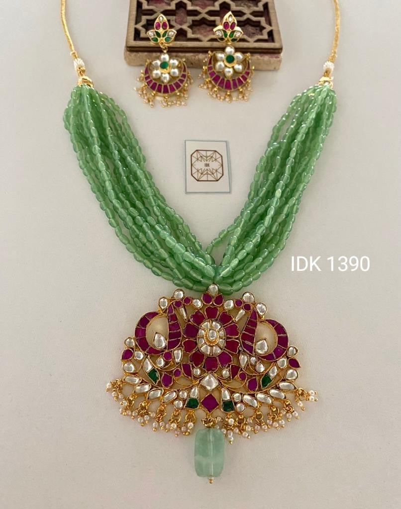 Revika Necklace Set Green Necklace Indian set - Saffronfashionindia