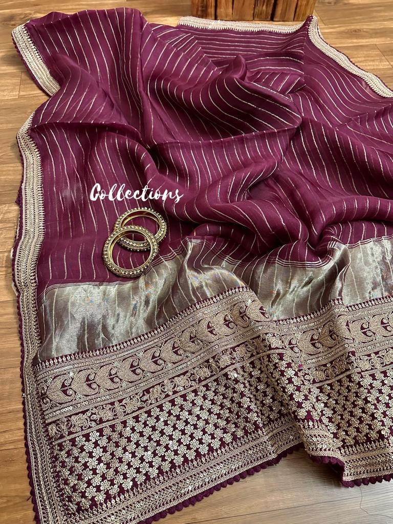 Vini organza silk saree zari saree - Saffronfashionindia