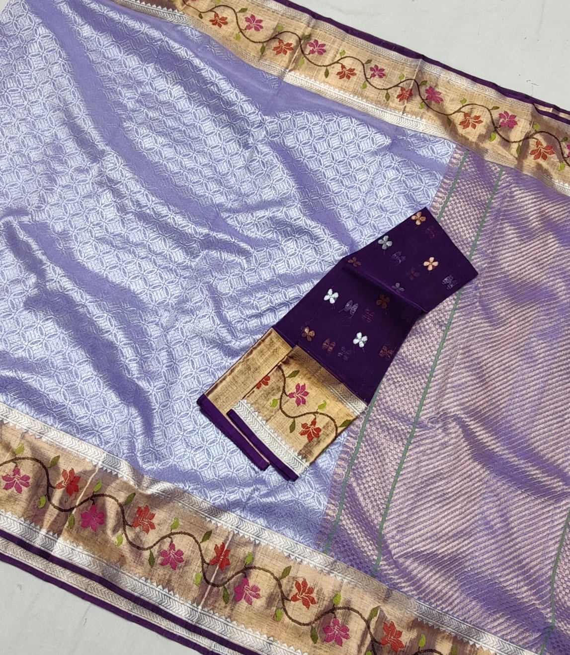 Jamawar zari lavender kota sarees - Saffronfashionindia