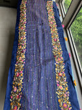 Munga French knot saree royal blue sarees