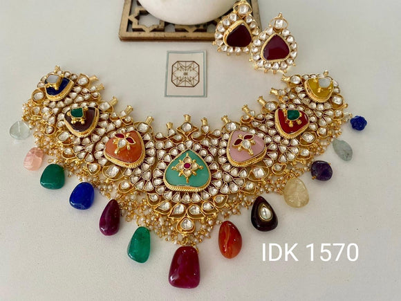 Na ratan Inspired Kundan Necklace Set Bridal Kundan Set