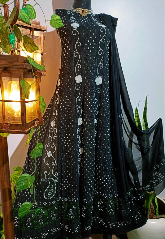 Black super gorgeous chikankari Anarkali dress - Saffronfashionindia