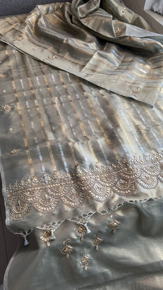 Handloom tissue silk saree soft silk saree SaffronFashion