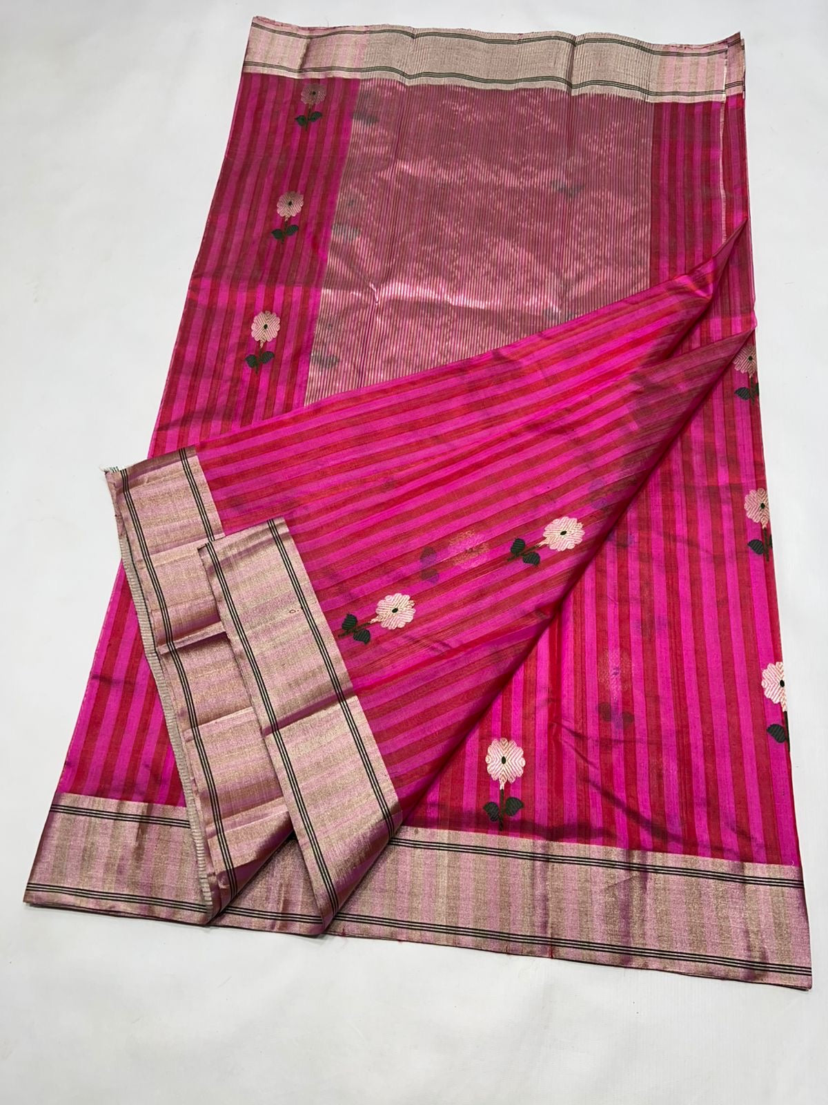 Handwoven pink saree Chanderi saree Indian sari blouse SaffronFashion