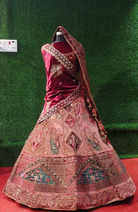 Pink Reception Lehanga bridesmaid Lehanga bridal Lehanga choli - Saffronfashionindia